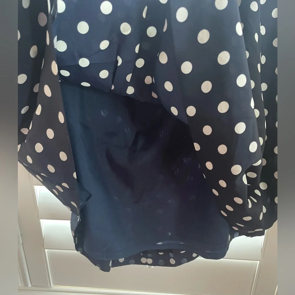 J. Crew Navy Polka Dot A-Line Skirt Knee-Length Casual EUC